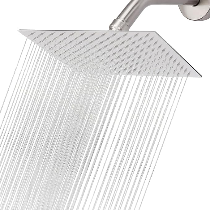 NearMoon Rain Shower Head, High Flow Stainless Steel Rainfall Shower, High Pressure Design, Awesome Shower Experience Even At Low Water Flow (12 Inch Rectangle, Brushed Nickel)