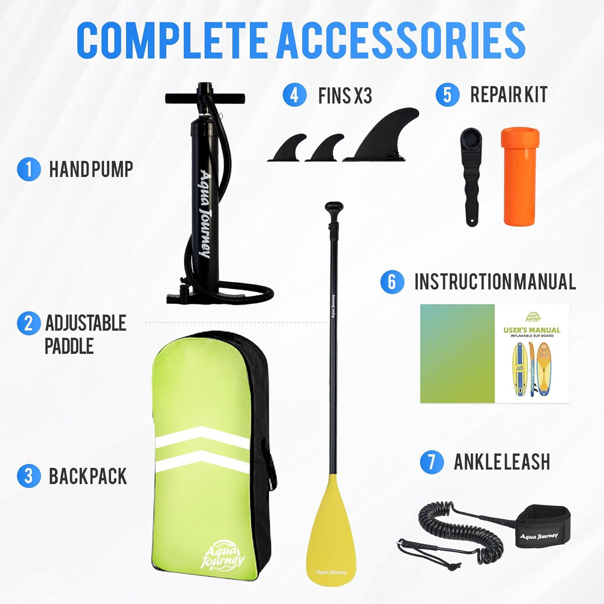 10'6"Inflatable Stand Up Paddle Board Ultra Portable-Lightweight & Stable|All-in-One Kit w/Aluminum Paddle, Dual-Action Pump & Backpack|Lakes & Oceans Ready for Family Recreation by Aquajourney