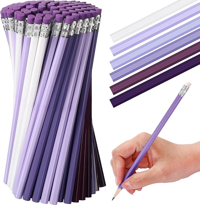 TecUnite 120 Pcs #2 HB Pencils with Eraser,Purple Series