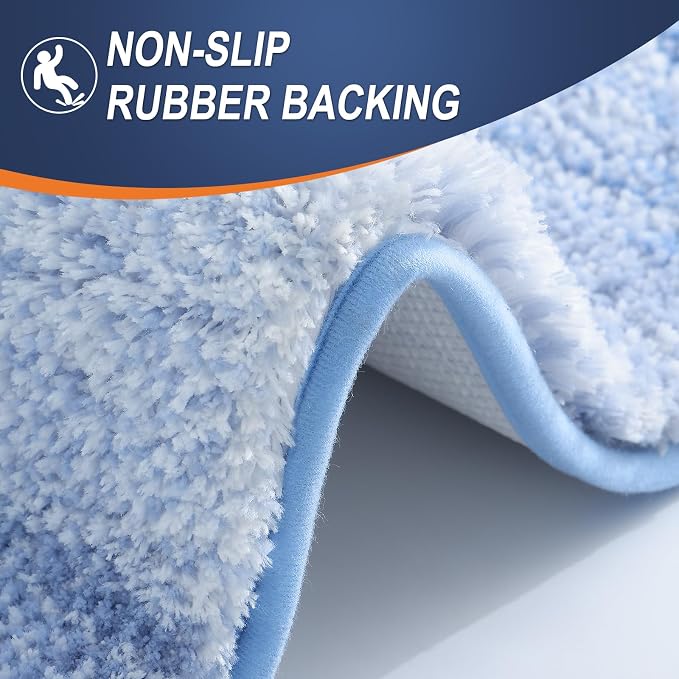 OLANLY Bathroom Rugs Mat 36x24, Extra Soft Absorbent Microfiber Bath Rugs, Rubber Backing, Quick Dry, Machine Washable Bath Mats for Bathroom Floor, Tub and Shower, Home Decor Accessories, Light Blue