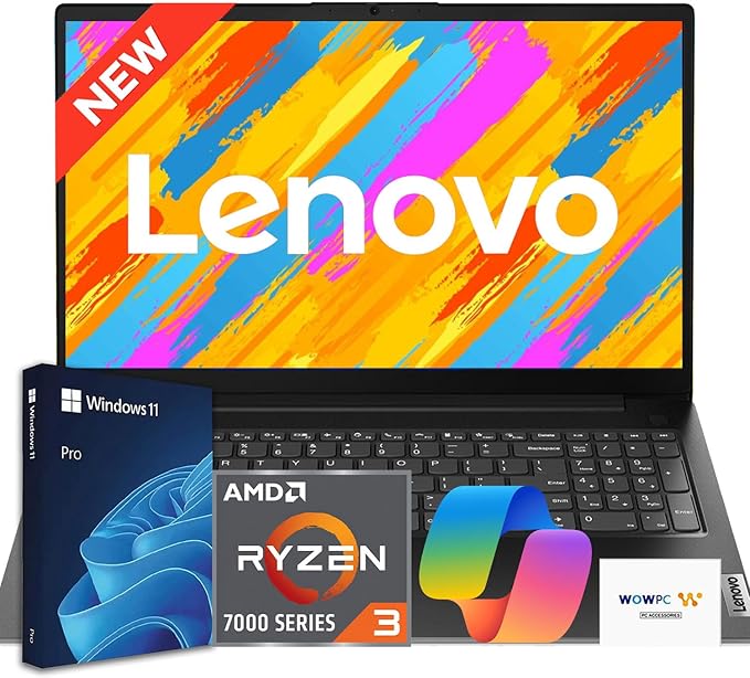 Lenovo V15 Business Laptop 2026 Edition, AMD Ryzen 3 7000-Series(Beat i7-1065G7), 15.6" FHD Display, 16GB DDR5 RAM, 512GB NVMe SSD, Wi-Fi 6, RJ-45, Dolby Audio, Windows 11 Pro, no Mouse