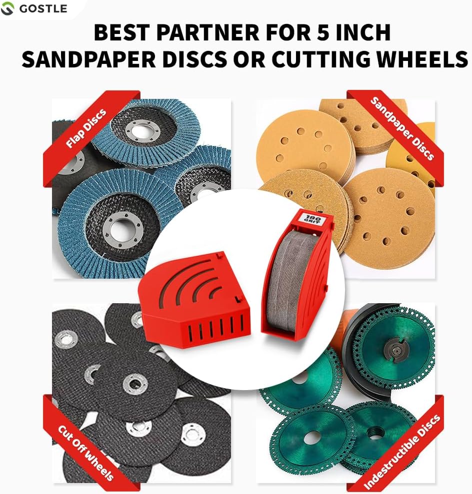 5 Inch Professional Sanding Discs Storage Bins - 6 Bins Set for Efficient Organization, Offset Snap-On Connection, Grit Classification, Space-Saving Design and Versatile Application, Red
