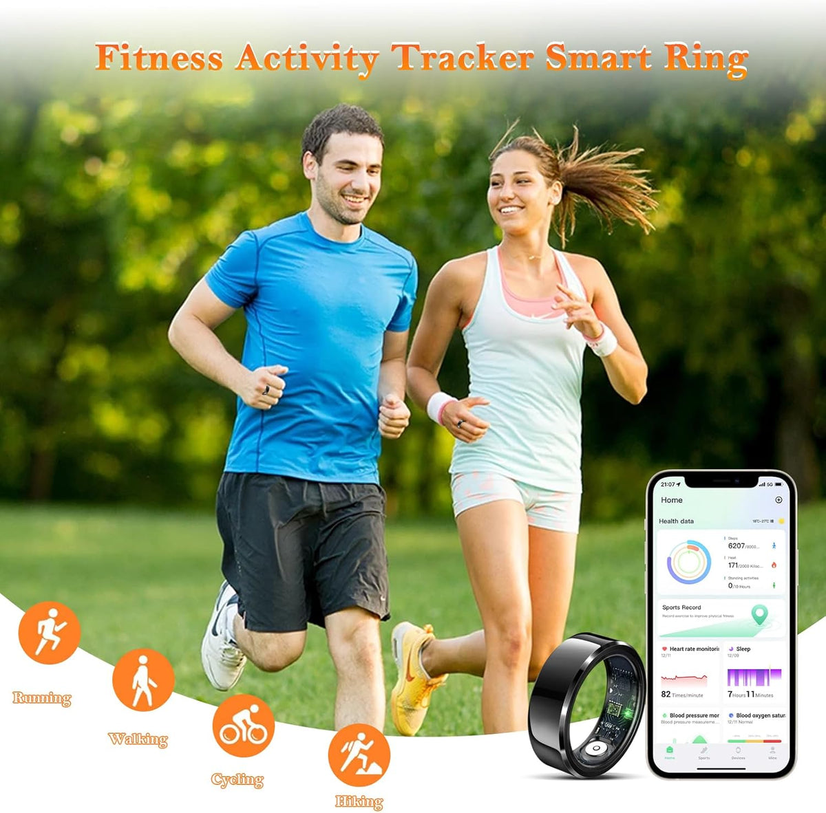 Smart Ring for Women Men-Wearable Fitness Tracker with Sleep Tracking Heart Rate Healthy Monitor Ring Activity Monitoring Steps Calories