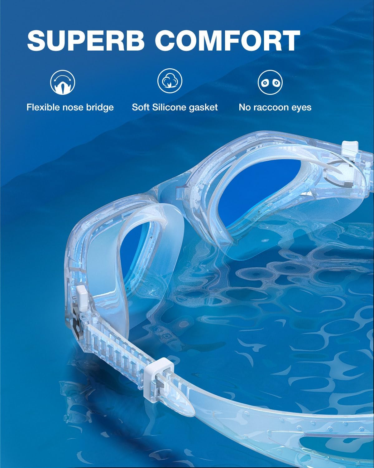 ZIONOR Swim Goggles, G1 SE Swimming Goggles Anti-fog for Adult Men Women