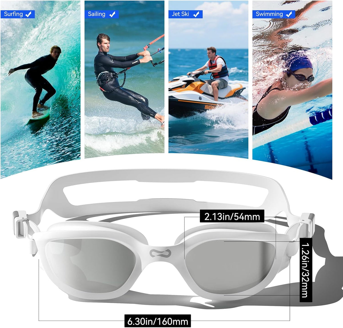 COPOZZ Swim Goggles Adult Women, Swimming Goggles for Women & Men, Anti-Fog No Leaking UV Protection for Adult