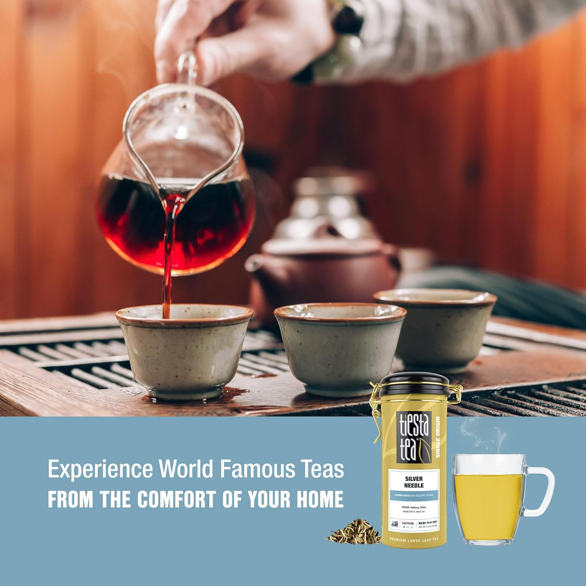 Tiesta Tea Silver Needle White Tea – Premium Loose Leaf, Single-Origin from China | Pure Unblended Low-Caffeine Tea | Hot or Cold Brew | 2.5oz Refillable Tin | Brews 50 Cups
