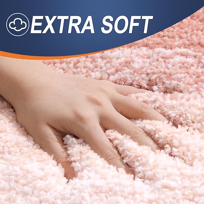 OLANLY Bathroom Runner Rugs Mat 44x24, Extra Soft Absorbent Microfiber Bath Rugs, Rubber Backing, Quick Dry, Washable Long Bath Mats for Bathroom Floor, Tub and Shower, Home Decor Accessories, Peach