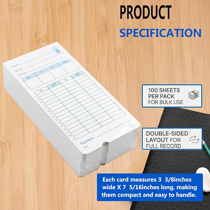 （100pack）E14（E14-100）Time Cards for Lathem Model 400E Time Clock