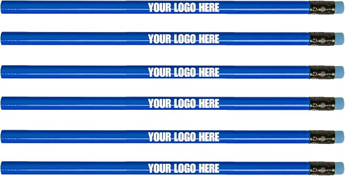 Custom Round Neon Pencil. Promotional Personalized Imprinted Round Pencils. Custom Printed Name/Business/Event Information (Neon Blue, 150 Count, Pack of 1)