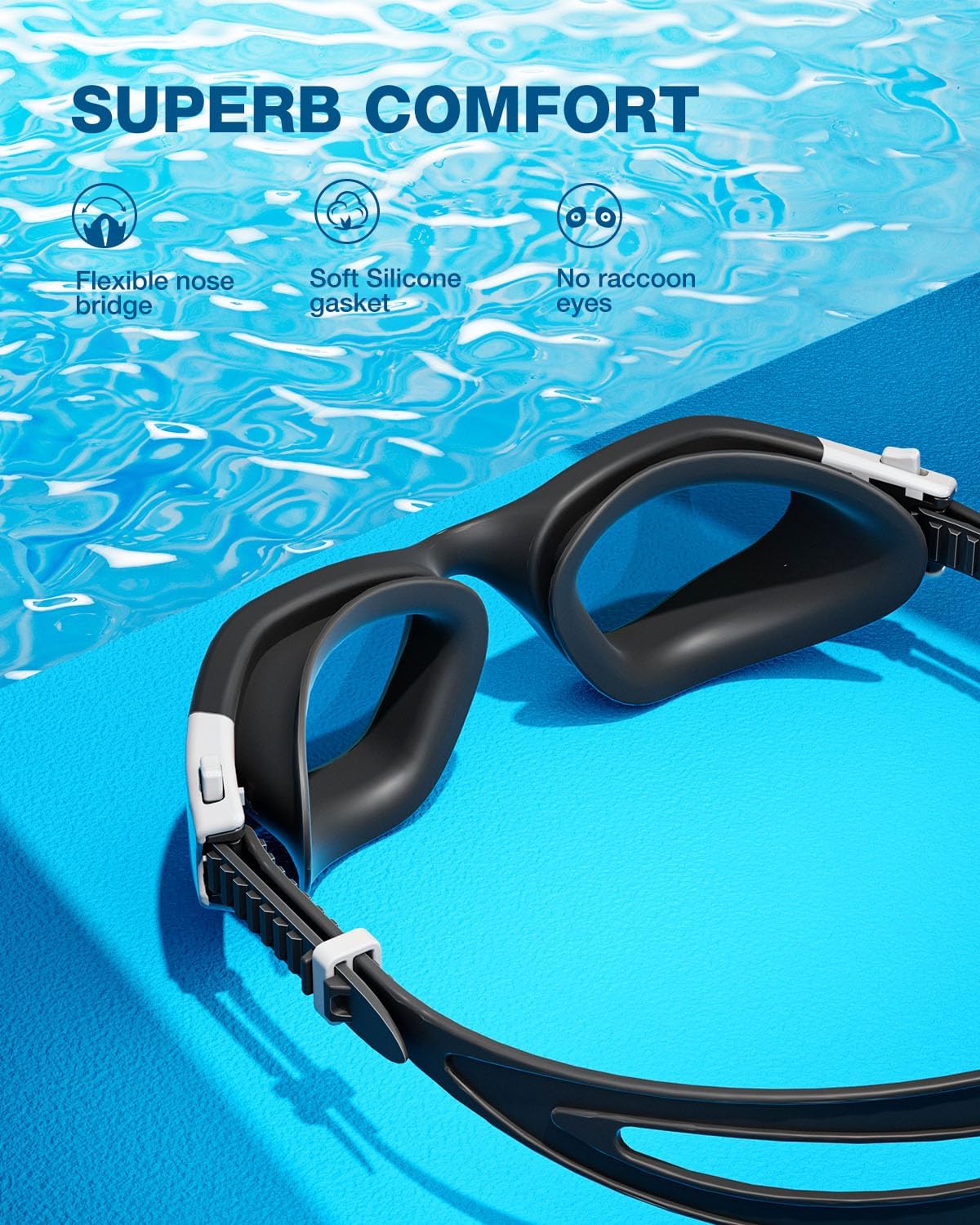 ZIONOR Swim Goggles, G1 SE Swimming Goggles Anti-fog for Adult Men Women