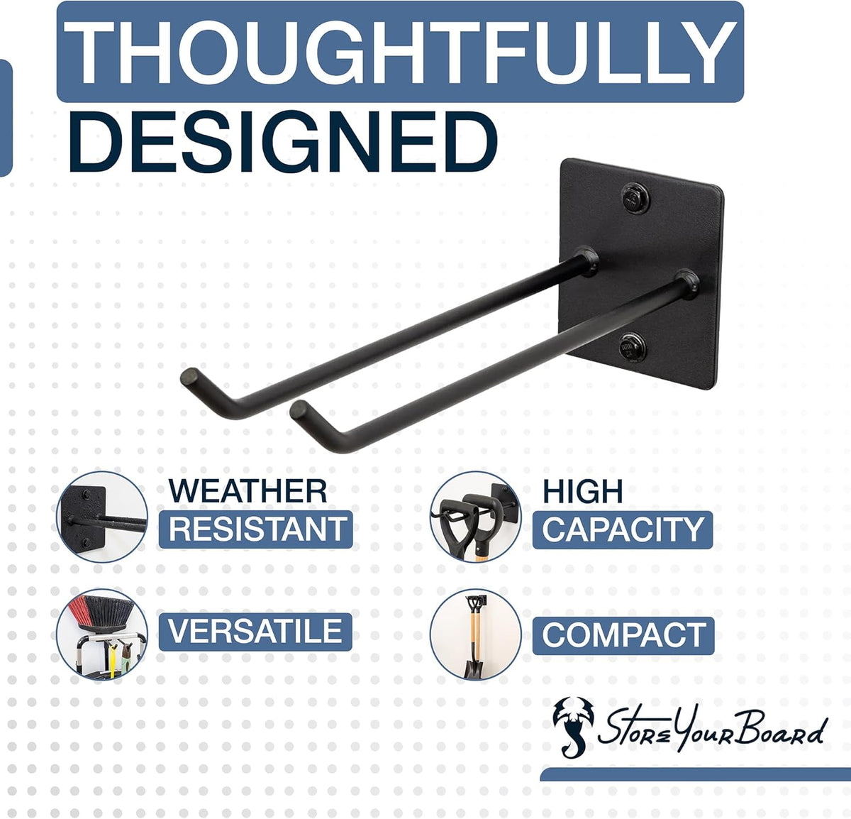 StoreYourBoard Tool Max Single Storage Rack, Wall Mount Home and Garage Hook, Steel Gear Organizer and Hanger