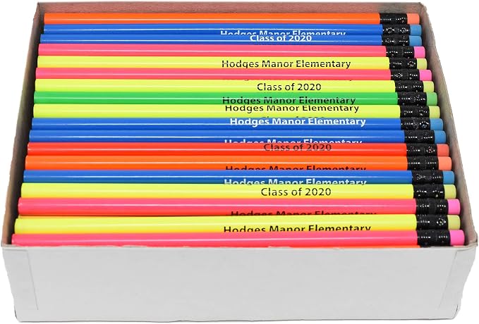 Pencil Guy Promotional Personalized Imprinted Neon Round Pencils