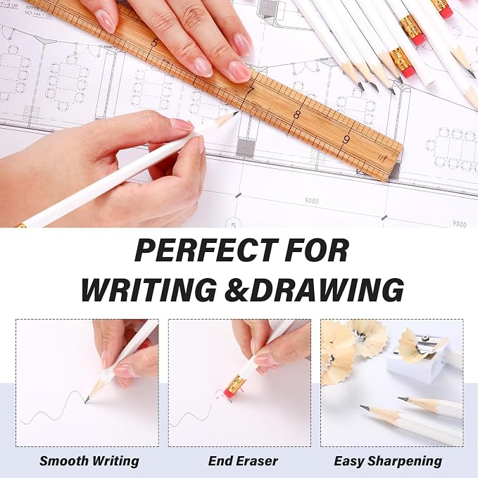 TecUnite 120 Pcs #2 HB Pencils with Eraser,White