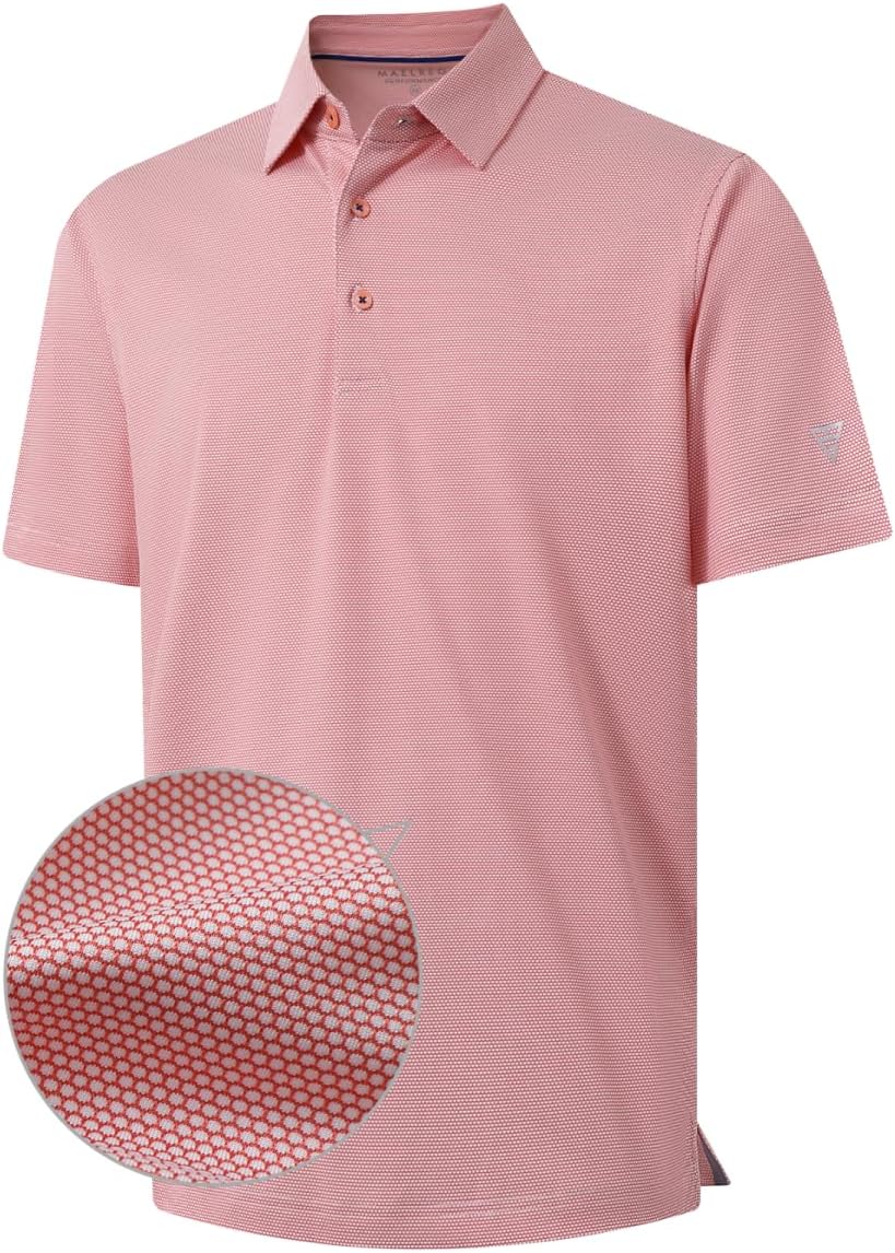 M MAELREG Golf Shirts for Men Dry fit Sports Jacquard Lightweight Performance Texture Short Sleeve Collared Polo Shirts