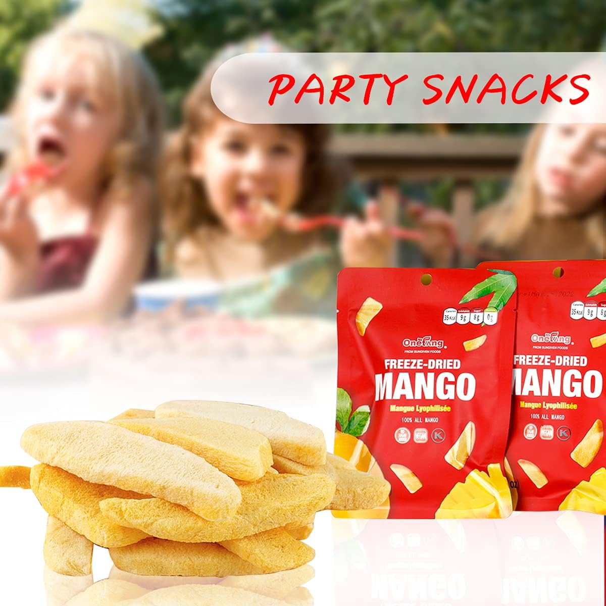 ONETANG Freeze-Dried Fruit Mango Chips, 10 Pack Single-Serve Pack, Non GMO, Kosher, No Add Sugar, Gluten free, Vegan, Holiday Gifts, Healthy Snack 0.35 Ounce