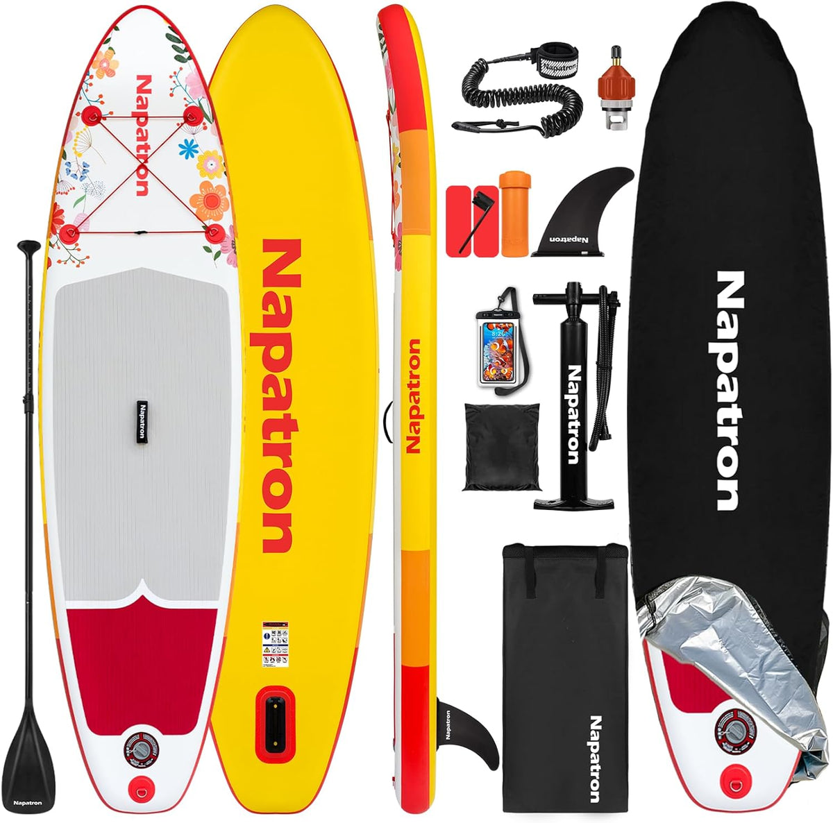 Napatron Family Inflatable Stand Up Paddle Board, Sup,Stable Wide Design,350LBS Capacity,Complete Paddle Board Package with Fast Action Pump,Leash,Ideal for Beginners/Youth & AllSkill Levels