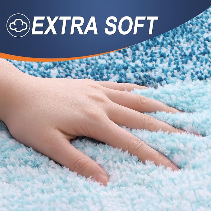 OLANLY Bathroom Runner Rugs Mat 44x24, Extra Soft Absorbent Microfiber Bath Rugs, Rubber Backing, Quick Dry, Washable Long Bath Mats for Bathroom, Tub and Shower, Home Decor Accessories, Peacock Blue