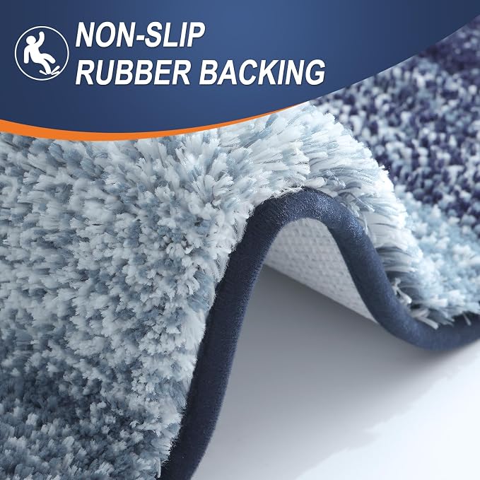 OLANLY Bathroom Runner Rugs Mat 70x24, Extra Soft Absorbent Microfiber Bath Rugs, Rubber Backing, Quick Dry, Washable Long Bath Mats for Bathroom, Tub and Shower, Home Decor Accessories, Airy Blue