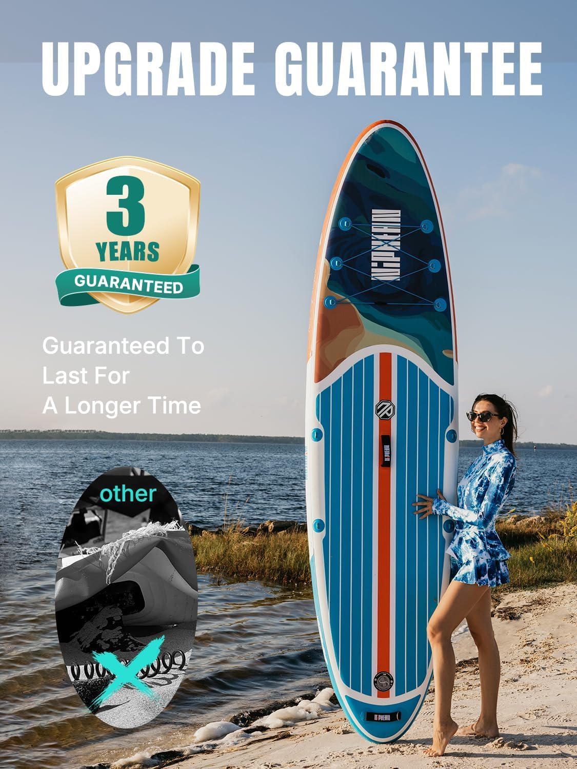 Niphean Inflatable Stand Up Paddle Board with SUP Accessories, Anti-Slip EVA Deck, 10’6’’ Inflatable Paddle Boards for Adults & Youth of All Skill Levels