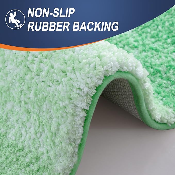 OLANLY Large Bathroom Rugs Mat 54x24, Extra Soft Absorbent Microfiber Bath Rugs, Rubber Backing, Quick Dry, Machine Washable Bath Mats for Bathroom Floor, Tub and Shower, Home Decor Accessories, Green