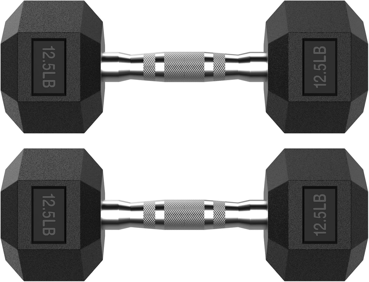 Hex Dumbbell Set 2.5-400 lb, Rubber Encased Exercise & Fitness Dumbbells, Weights Dumbbells Set of 2, Hand Weight for Strength Training