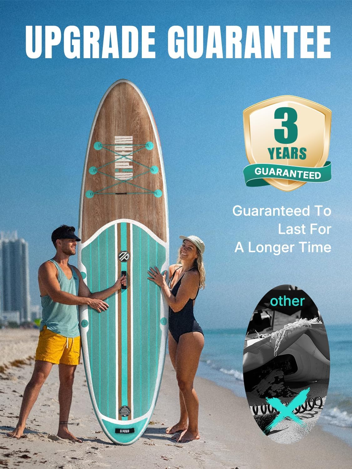 Niphean Inflatable Stand Up Paddle Board with SUP Accessories, Anti-Slip EVA Deck, 10’6’’ Inflatable Paddle Boards for Adults & Youth of All Skill Levels