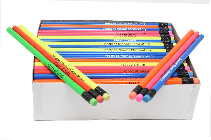 Pencil Guy Promotional Personalized Imprinted Neon Round Pencils
