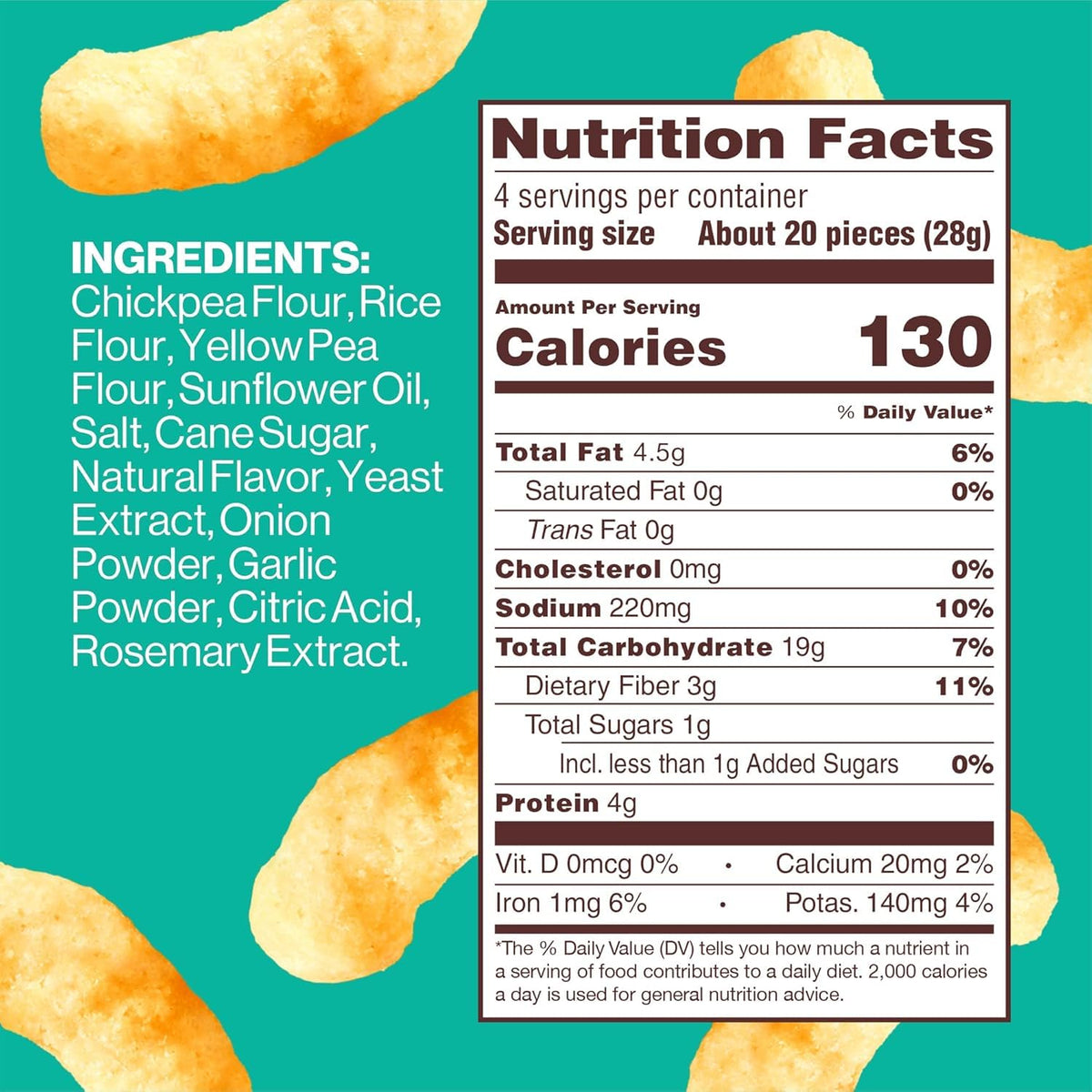 Hippeas Chickpea Puffs, Groovy White Cheddar, 4 Ounce (Pack of 6), 4g Protein, 3g Fiber, Vegan, Gluten-Free, Crunchy, Plant Protein Snacks