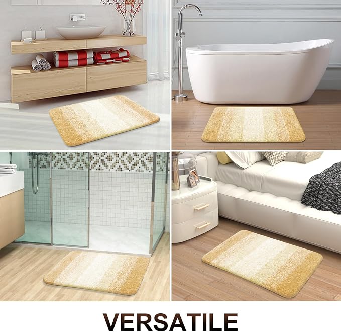 OLANLY Large Bathroom Rugs Mat 44x32, Extra Soft Absorbent Microfiber Bath Rug, Rubber Backing, Quick Dry, Washable Bath Mats for Bathroom Floor, Tub and Shower, Home Decor Accessories, Light Yellow