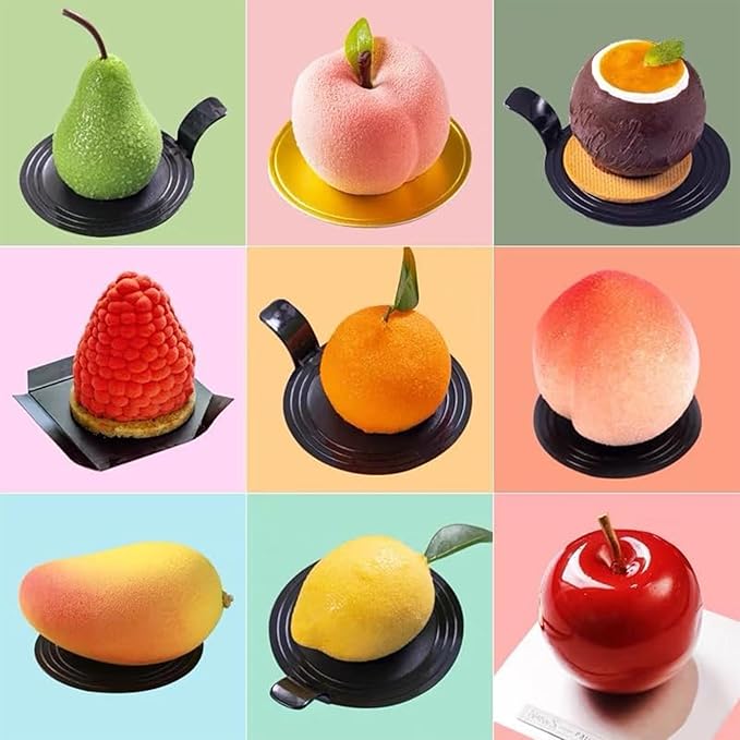 OCPO KITCHEN Apple Silicone Mold for Baking Mousse Cake Dessert Pastry Chocolate Fruit Pudding Jelly Ice Cream Christmas Cake Decoration Mold, Non-Stick and Easy Release, Apple Shape (8-Cavity)