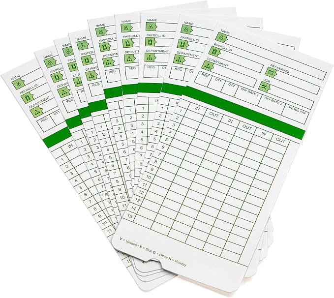 Zzrywuty Time Cards for Employees Monthly, All Pay Periods, 300 Count TimeCards for Hn3000, 2-Sided, 3 3/8" x 7 3/8", Green (Pack of 3)