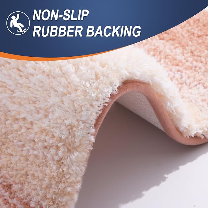 OLANLY Bathroom Runner Rugs Mat 59x20, Extra Soft Absorbent Microfiber Bath Rugs, Rubber Backing, Quick Dry, Washable Long Bath Mats for Bathroom Floor, Tub and Shower, Home Decor Accessories, Peach