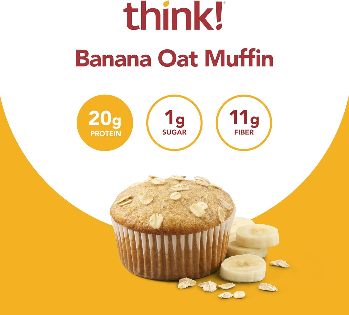 think! Protein Bars, High Protein Snacks, Gluten Free, High Fiber, Banana Oat Muffin, 10 Count