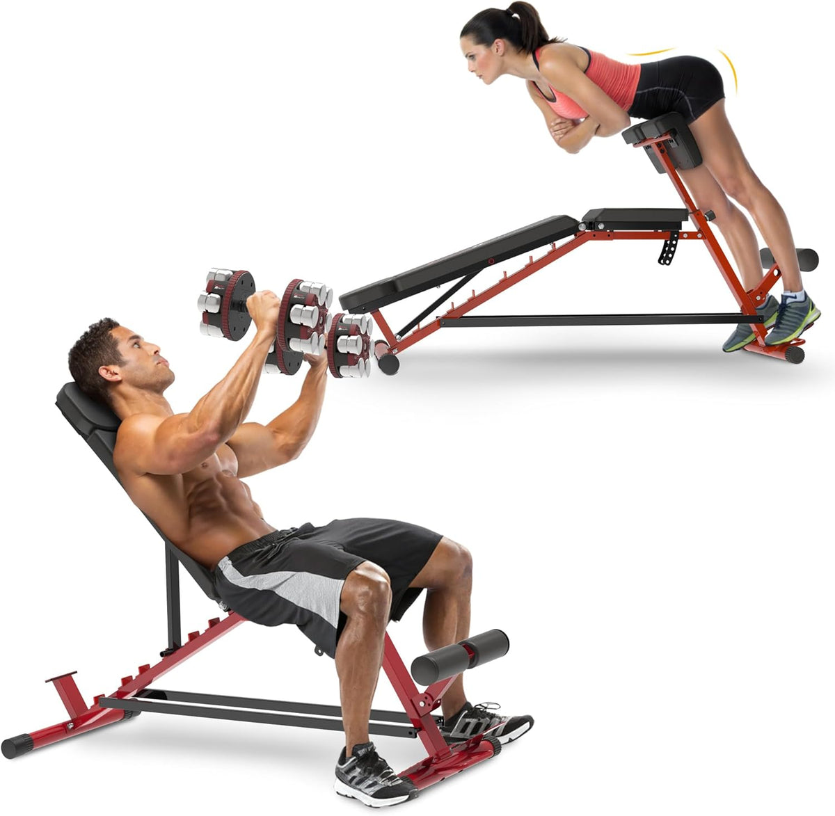 Fitness Reality 3-in-1 FID Weight Bench, Hyper Back Extension, Roman Chair, Adjustable Ab Sit up Bench, Incline Decline Bench