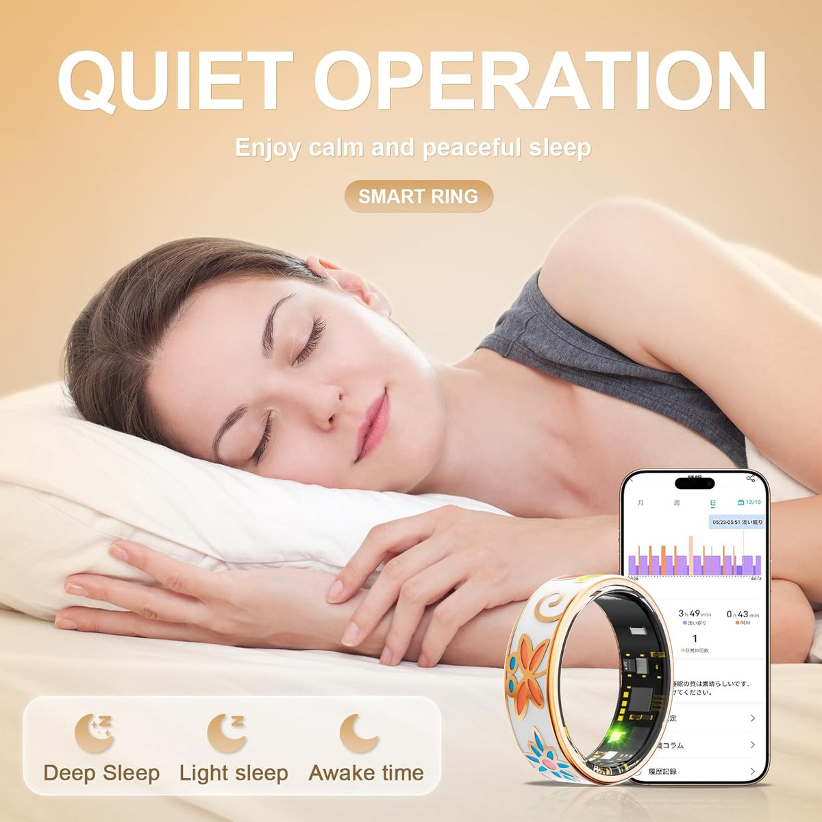 Smart Ring Health Tracker, for men and women, equipped with heart rate monitor, sleep tracker, 8 exercise modes, step counter, 5-7 days battery life, no subscription fee, IP68 waterproof R18 (7)