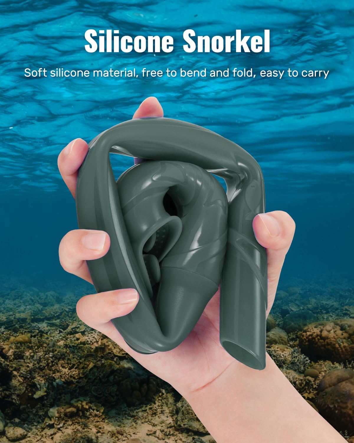 W WSTOO Adults Diving Snorkel Breathing Tube Silicone Flexible Foldable Snorkel Anti-Drop for Freediving Swim Training,Diving and Scuba Diving,Easy to Carry for Travel