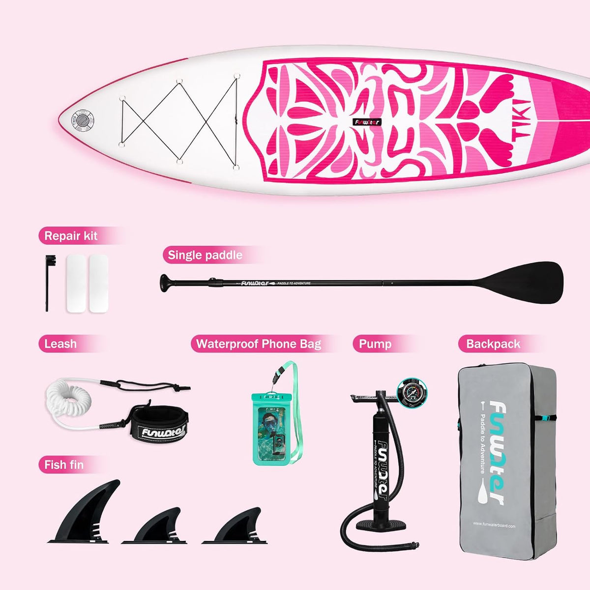 FunWater Inflatable Ultra-Light Stand Up Paddle Board for All Skill Levels with Premium SUP Paddleboard Accessories,Non-Slip Comfort Deck for Youth & Adults