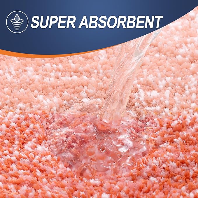 OLANLY Bathroom Runner Rugs Mat 59x20, Extra Soft Absorbent Microfiber Bath Rugs, Rubber Backing, Quick Dry, Washable Long Bath Mats for Bathroom Floor, Tub and Shower, Home Decor Accessories, Coral