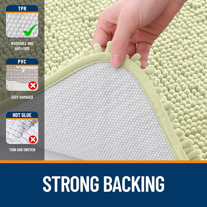 OLANLY Bathroom Runner Rugs 47x24, Soft Absorbent Chenille Bath Rugs, Rubber Backing Quick Dry, Machine Washable Long Bath Mats for Bathroom Floor, Tub and Shower, Home Decor Accessories, Vanilla