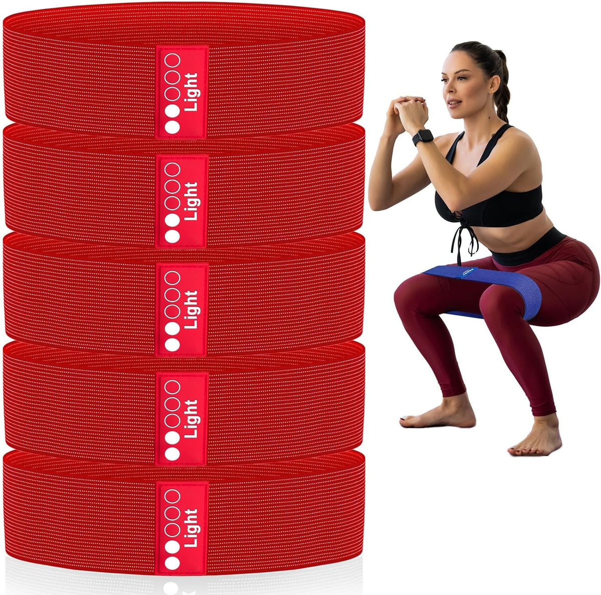Resistance Bands for Working Out - Exercise Bands Set with Workout Guide - Fabric Elastic Bands for Physical Therapy - Fitness Bands Ideal for Legs Hip Glute