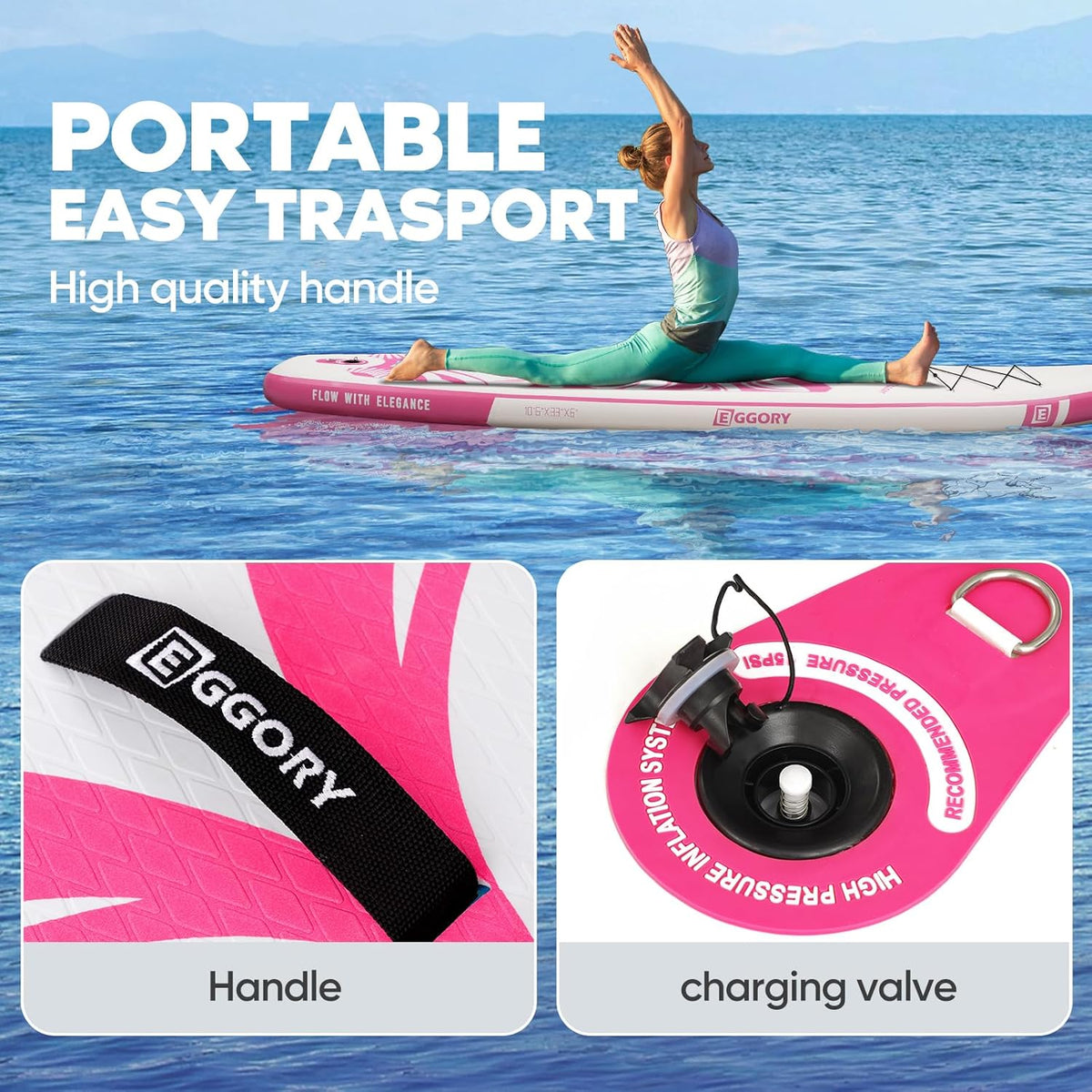 Inflatable Paddle Board,Stand Up Paddle Board Set, Extra Wide SUP Board with Removable Fin, Floating Paddle, Hand Pump, Waterproof Phone Pouch,Traveling Board