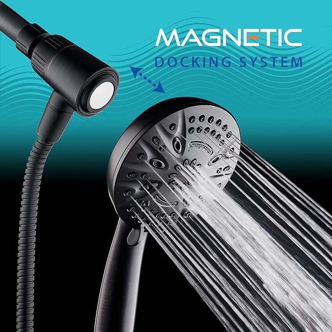AquaDance New Magnetic Guidance Docking System - High-Pressure 8-setting Handheld Shower Head with Giant 5 inch Face, Magnetic Bracket, Extra-long 72 inch Stainless Steel Hose/ORB Finish