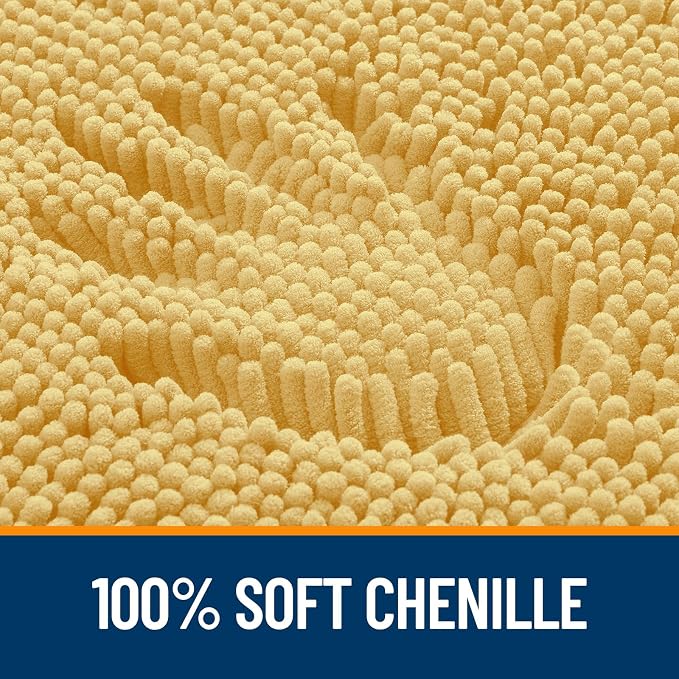 OLANLY Bathroom Rugs 30x20, Extra Soft Absorbent Chenille Bath Rugs, Rubber Backing Quick Dry, Machine Washable Bath Mats for Bathroom Floor, Tub and Shower, Home Decor Accessories, Yellow