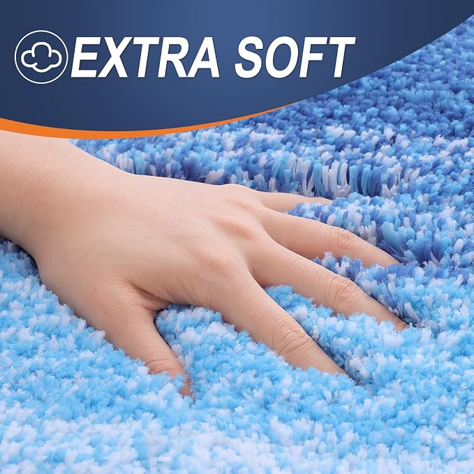 OLANLY Large Bathroom Rugs Mat 44x32, Extra Soft Absorbent Microfiber Bath Rugs, Rubber Backing, Quick Dry, Washable Bath Mats for Bathroom, Tub and Shower, Home Decor Accessories, Light Royal Blue
