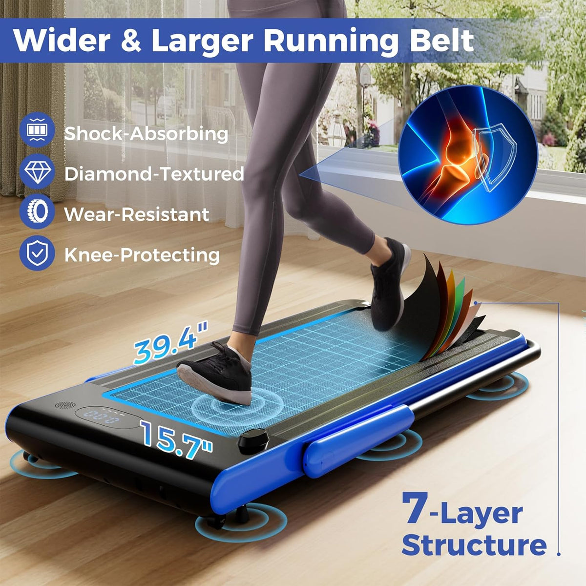 GYMAX Walking Pad Treadmill, 3HP Under Desk Treadmills with 340LBS Capacity, LED Display, Remote & APP Control, 3 in 1 Portable Compact Running Jogging Machine for Home Office Gym Exercise