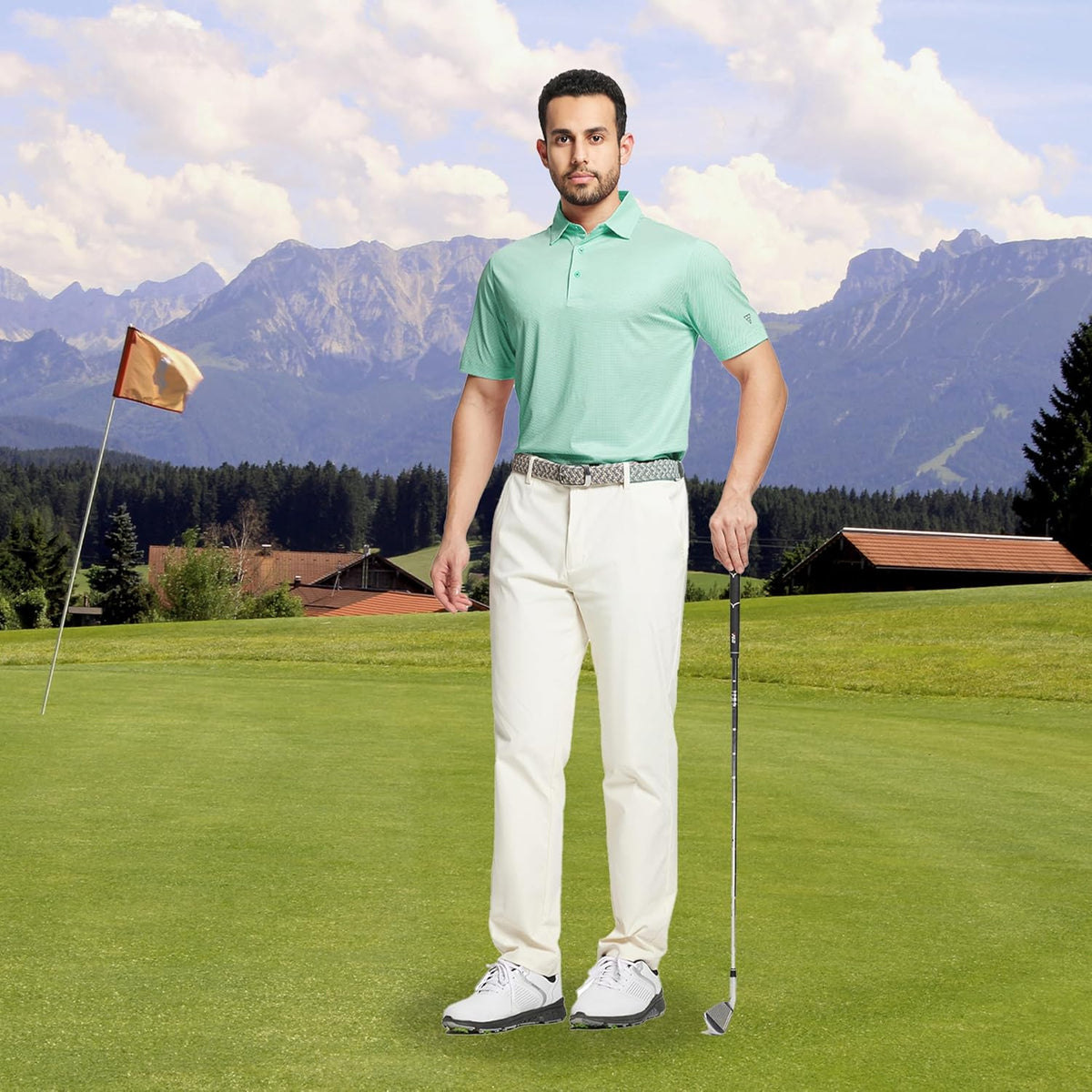M MAELREG Golf Shirts for Men Dry fit Sports Jacquard Lightweight Performance Texture Short Sleeve Collared Polo Shirts