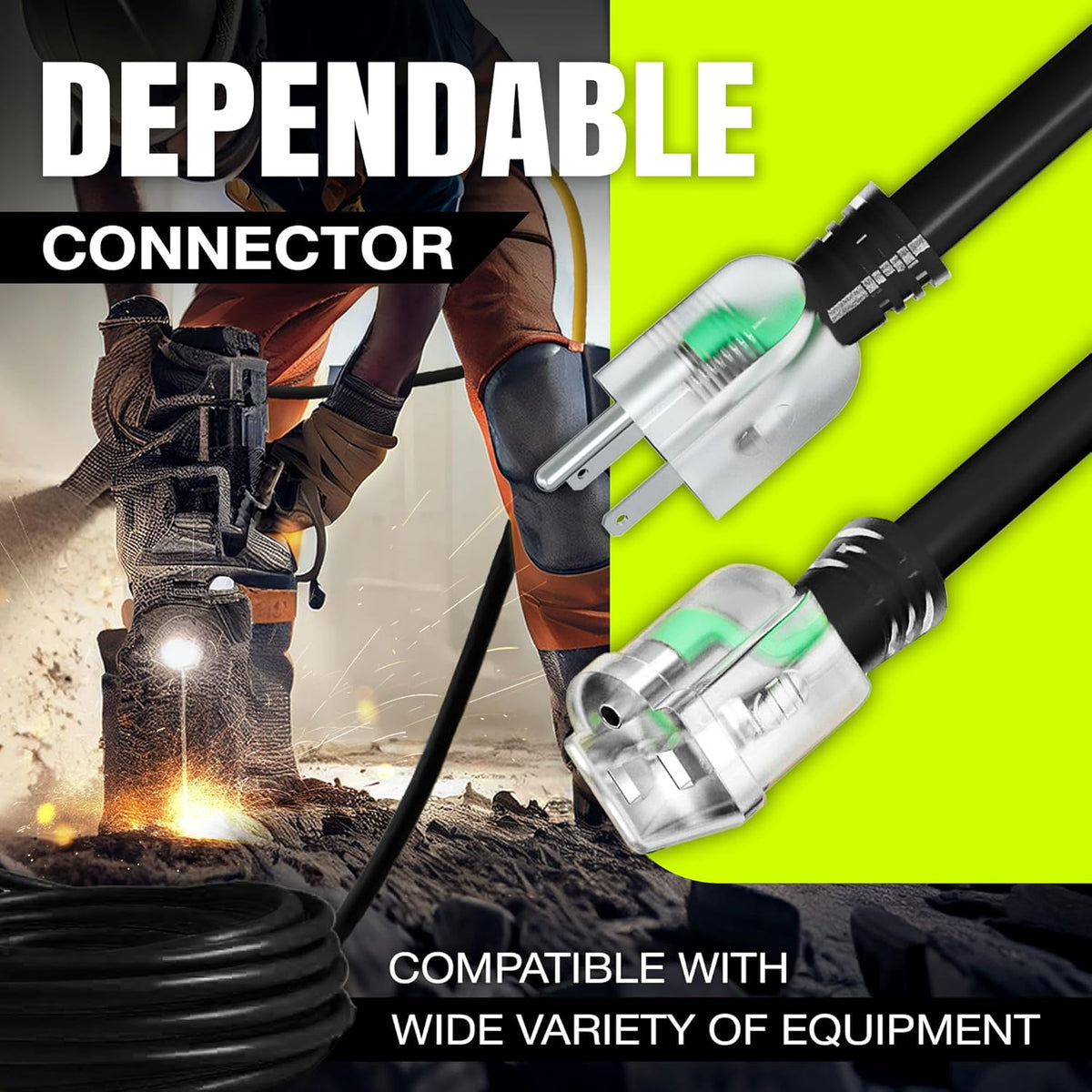25ft Outdoor/Indoor Extension Cord 12/3 Gauge Extra Heavy Duty 3 Prong SJTW, Waterproof, Flexible Cold-Resistant Long Power Cord,15A 125V 1875W, Black by LifeSupplyUSA