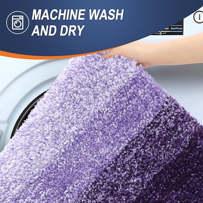 OLANLY Large Bathroom Rugs Mat 54x24, Extra Soft Absorbent Microfiber Bath Rugs, Rubber Backing, Quick Dry, Machine Washable Bath Mat for Bathroom Floor, Tub and Shower, Home Decor Accessories, Violet