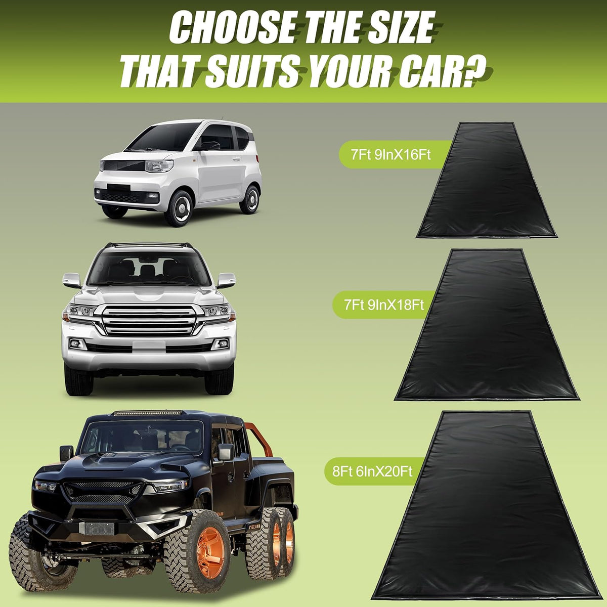Auto Floor Mats for SUV/Truck, Containment Garage Car Mat for Snow, Mud, Rain(8ft 6in x 20ft), Black