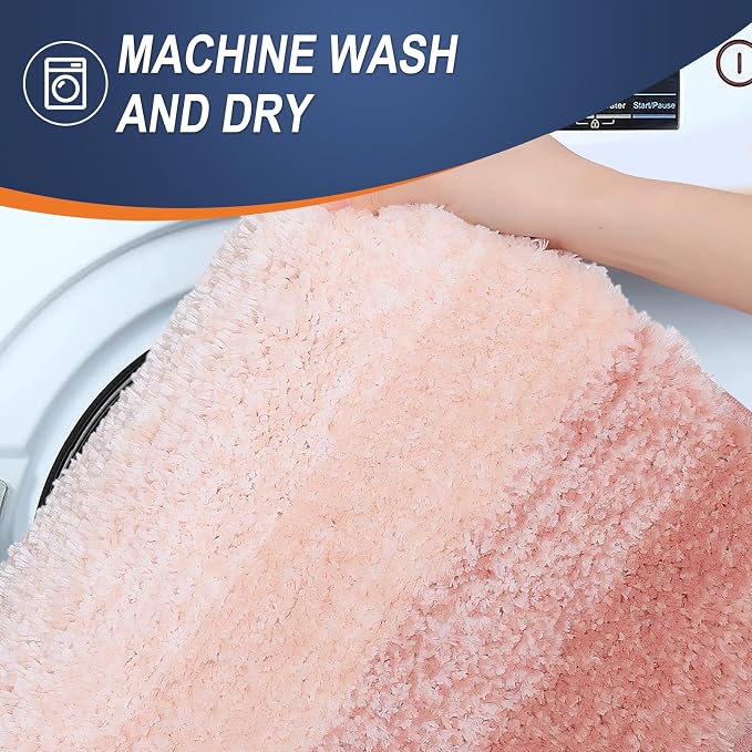 OLANLY Bathroom Runner Rugs Mat 59x20, Extra Soft Absorbent Microfiber Bath Rugs, Rubber Backing, Quick Dry, Washable Long Bath Mats for Bathroom Floor, Tub and Shower, Home Decor Accessories, Peach